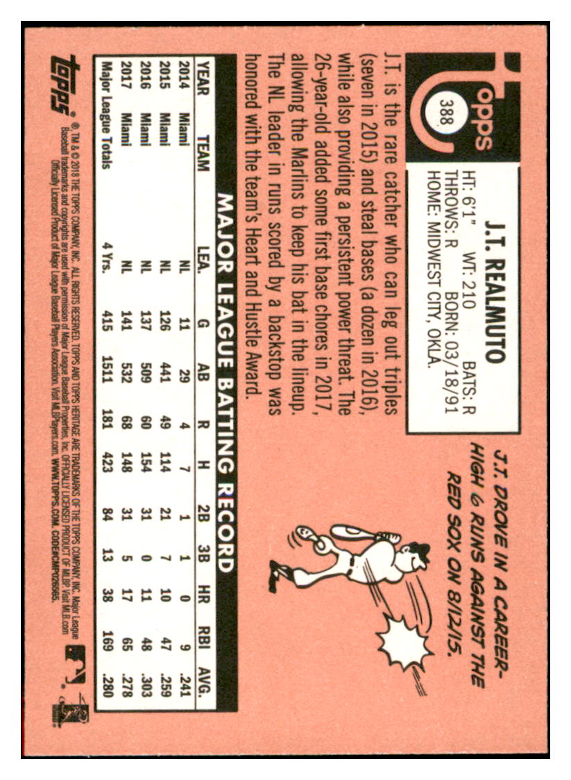2018 Topps Heritage J.T.
Realmuto Miami Marlins Baseball Card
TMH1A simple Xclusive Collectibles