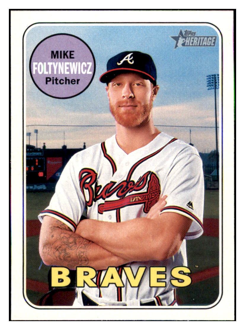 2018 Topps Heritage Mike
  Foltynewicz   Atlanta Braves Baseball
  Card TMH1A_1b simple Xclusive Collectibles   