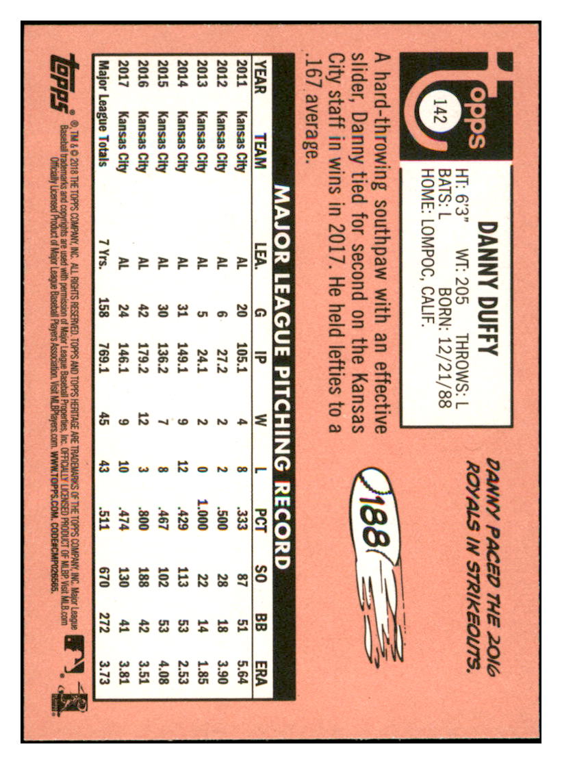 2018 Topps Heritage Danny
  Duffy   Kansas City Royals Baseball
  Card TMH1A_1a simple Xclusive Collectibles