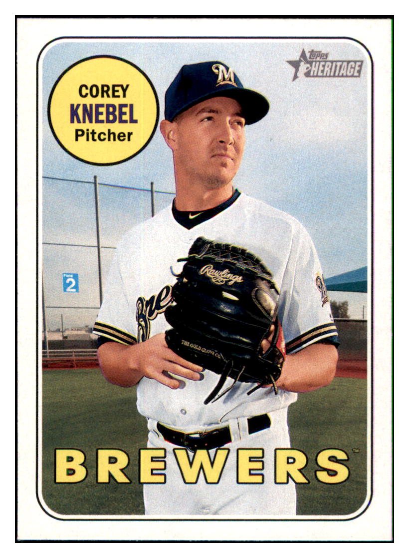 2018 Topps Heritage Corey
  Knebel   Milwaukee Brewers Baseball
  Card TMH1A simple Xclusive Collectibles   