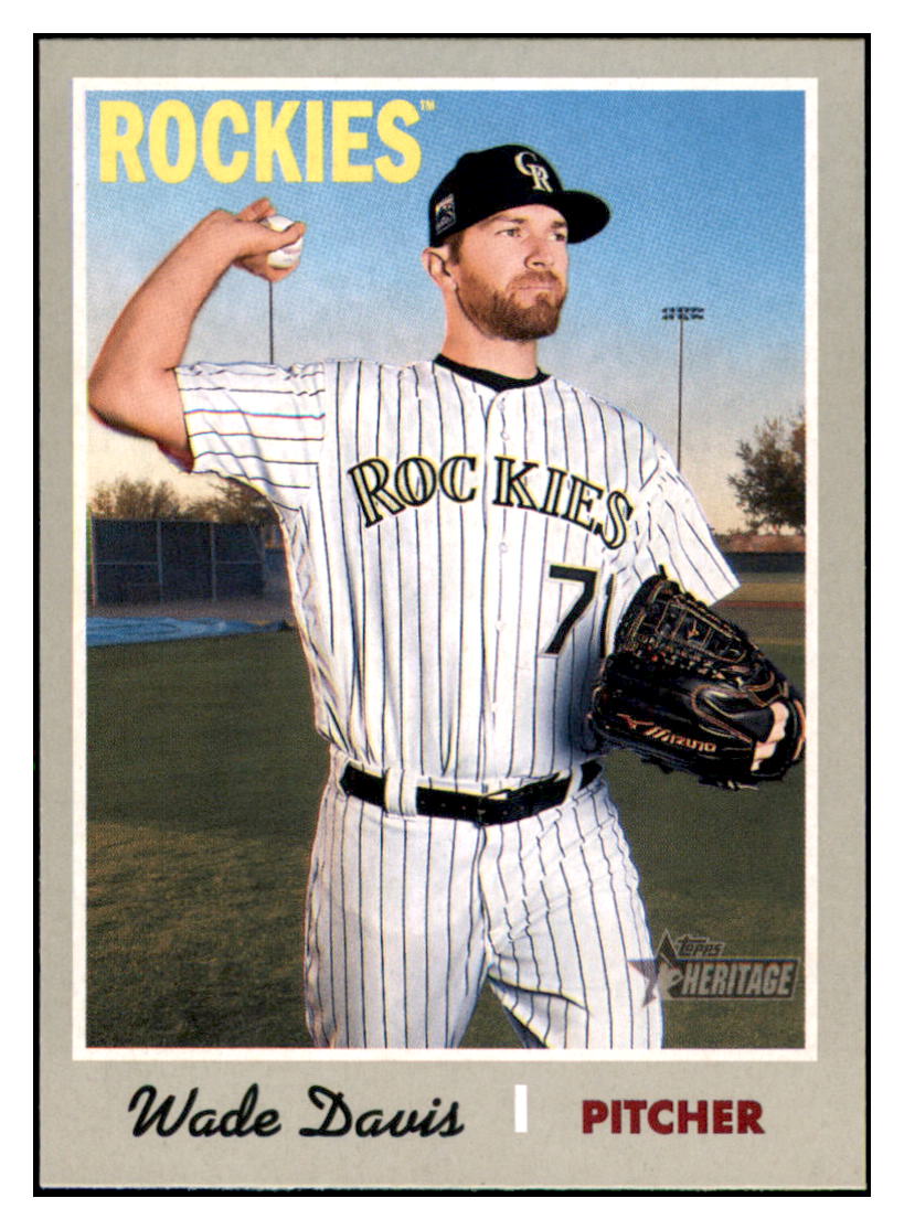 2019 Topps Heritage Wade
  Davis   Colorado Rockies Baseball Card
  TMH1A simple Xclusive Collectibles   