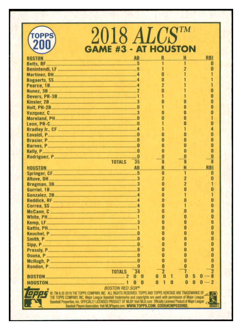 2019 Topps Heritage JBJ Slams
the Astros into Orbit! PH Boston Red
Sox Baseball Card TMH1A simple Xclusive Collectibles