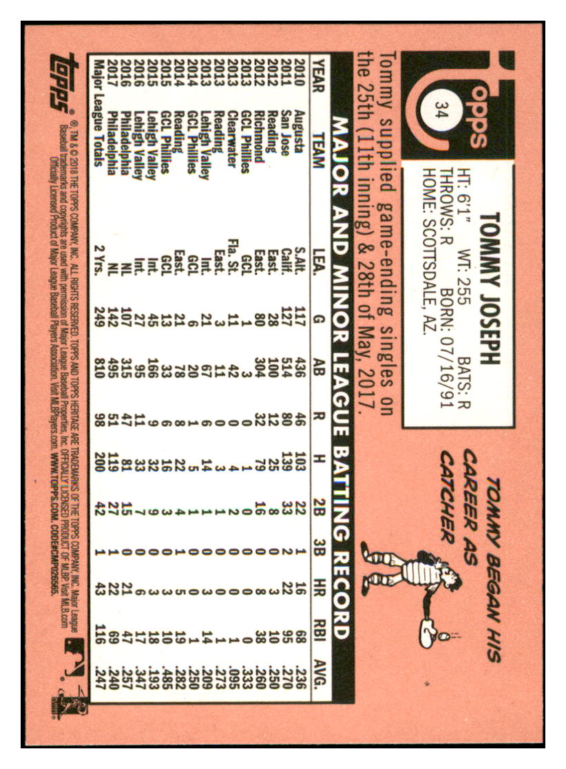 2018 Topps Heritage Tommy
Joseph Philadelphia Phillies Baseball
Card TMH1A simple Xclusive Collectibles