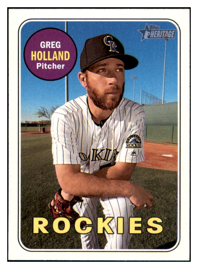 2018 Topps Heritage Greg
  Holland   Colorado Rockies Baseball
  Card TMH1A simple Xclusive Collectibles   