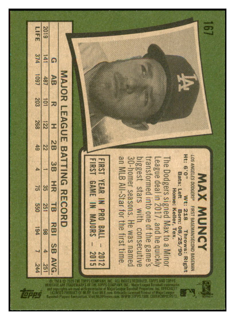 2020 Topps Heritage Max
Muncy Los Angeles Dodgers Baseball
Card TMH1A simple Xclusive Collectibles