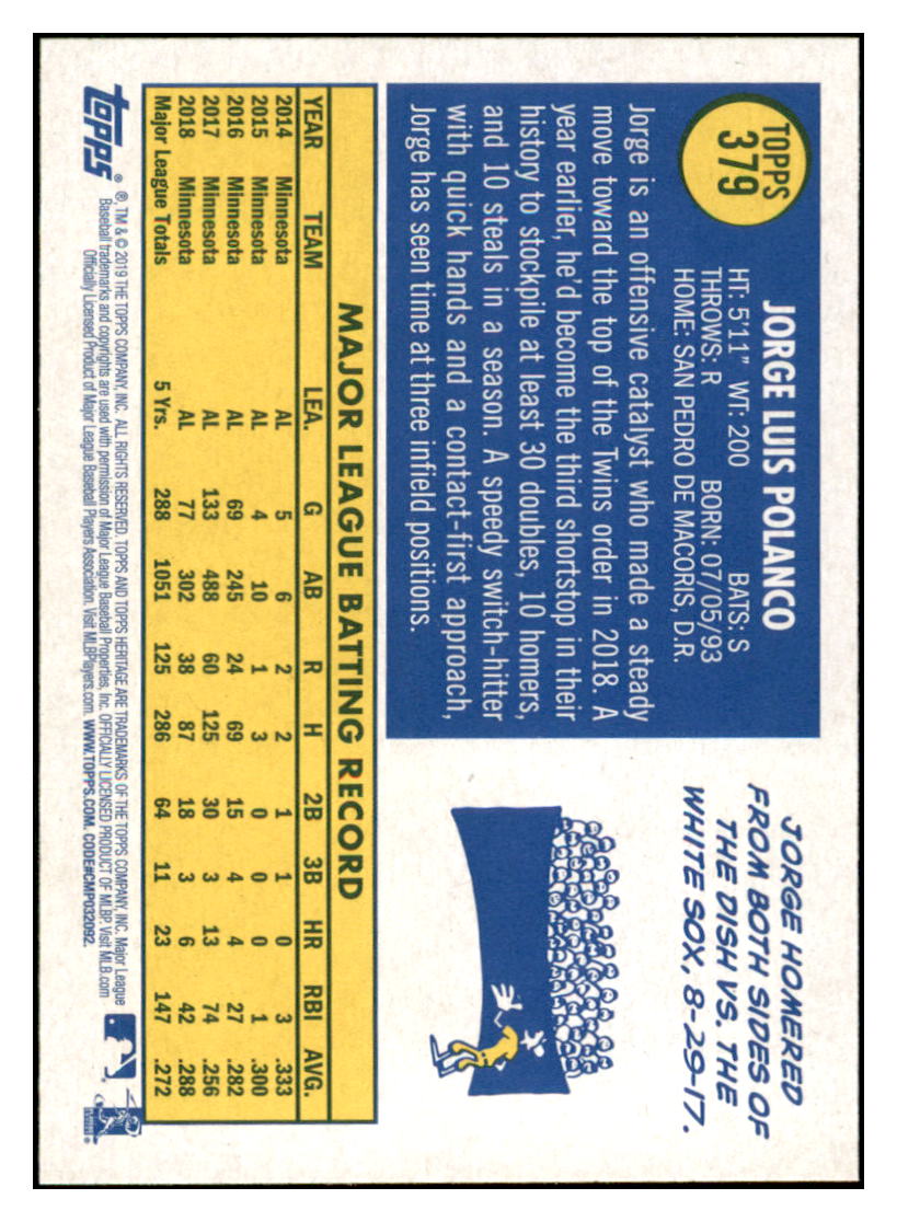 2019 Topps Heritage Jorge
Polanco Minnesota Twins Baseball Card
TMH1A simple Xclusive Collectibles