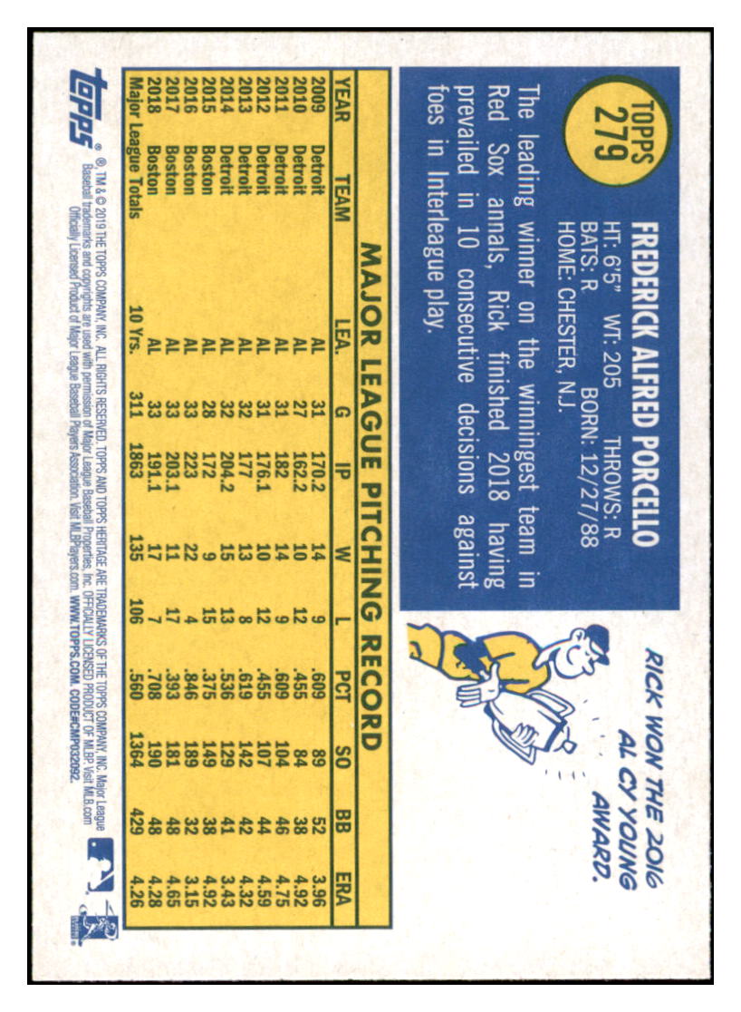 2019 Topps Heritage Rick
Porcello Boston Red Sox Baseball Card
TMH1A simple Xclusive Collectibles