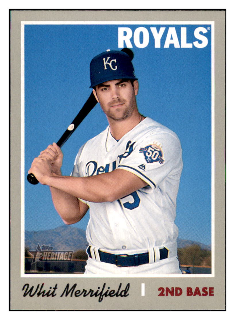 2019 Topps Heritage Whit
  Merrifield   Kansas City Royals
  Baseball Card TMH1A simple Xclusive Collectibles   