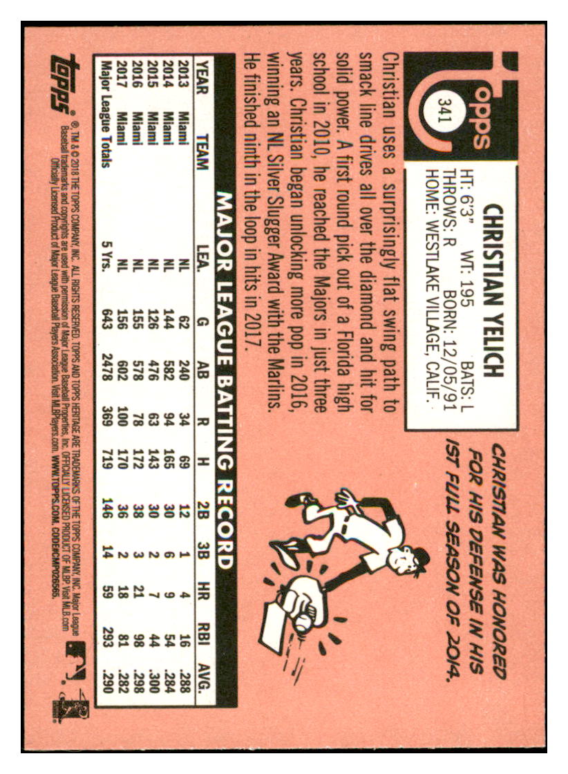 2018 Topps Heritage Christian
Yelich Miami Marlins Baseball Card
TMH1A_1a simple Xclusive Collectibles