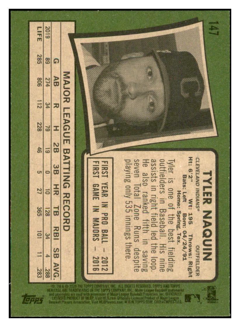 2020 Topps Heritage Tyler
Naquin Cleveland Indians Baseball
Card TMH1A simple Xclusive Collectibles