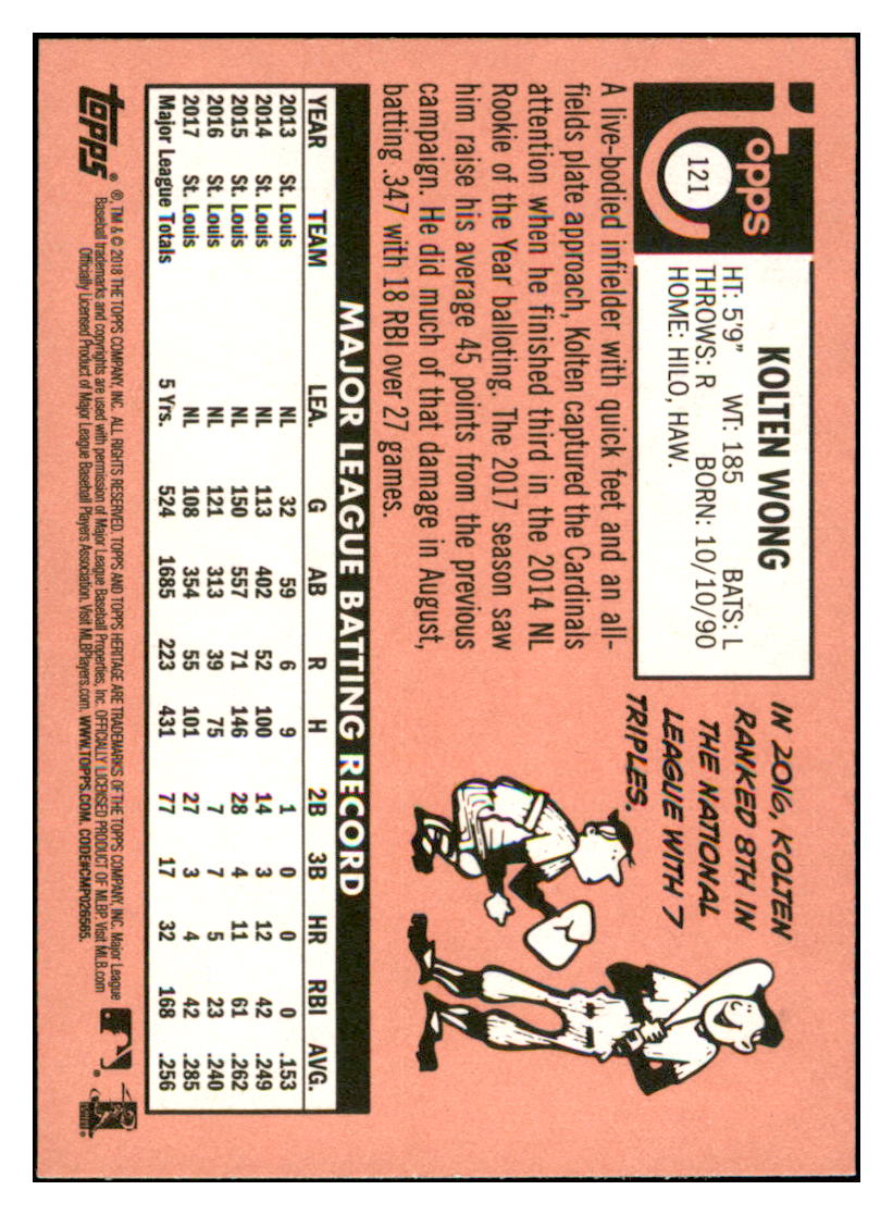 2018 Topps Heritage Kolten
Wong St. Louis Cardinals Baseball
Card TMH1A_1a simple Xclusive Collectibles