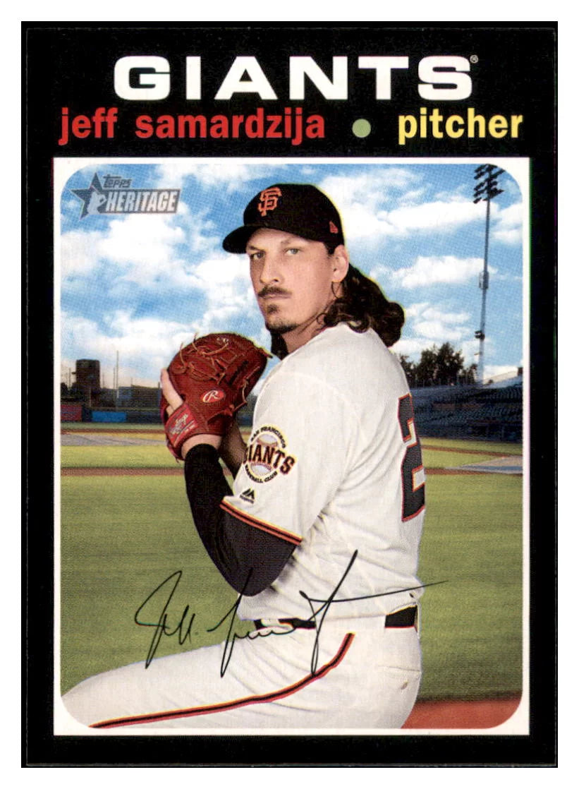 2020 Topps Heritage Jeff
  Samardzija   San Francisco Giants
  Baseball Card TMH1A simple Xclusive Collectibles   