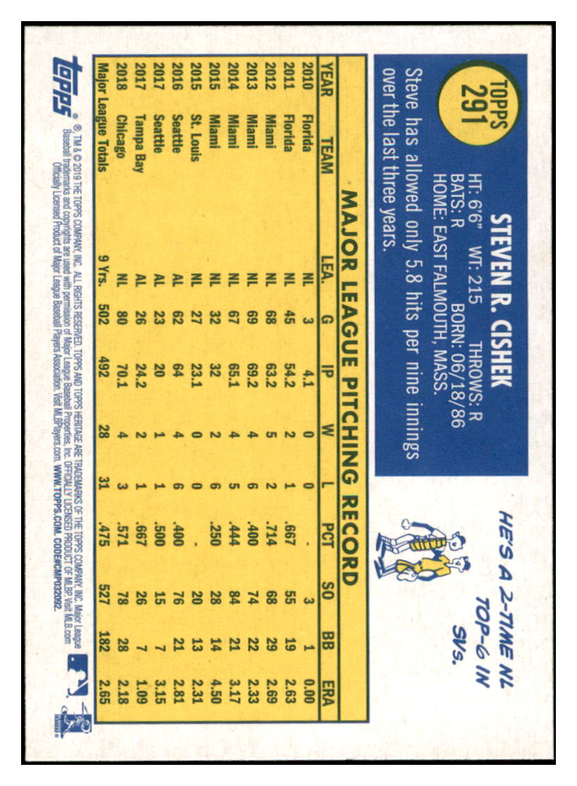2019 Topps Heritage Steve
Cishek Chicago Cubs Baseball Card
TMH1A simple Xclusive Collectibles