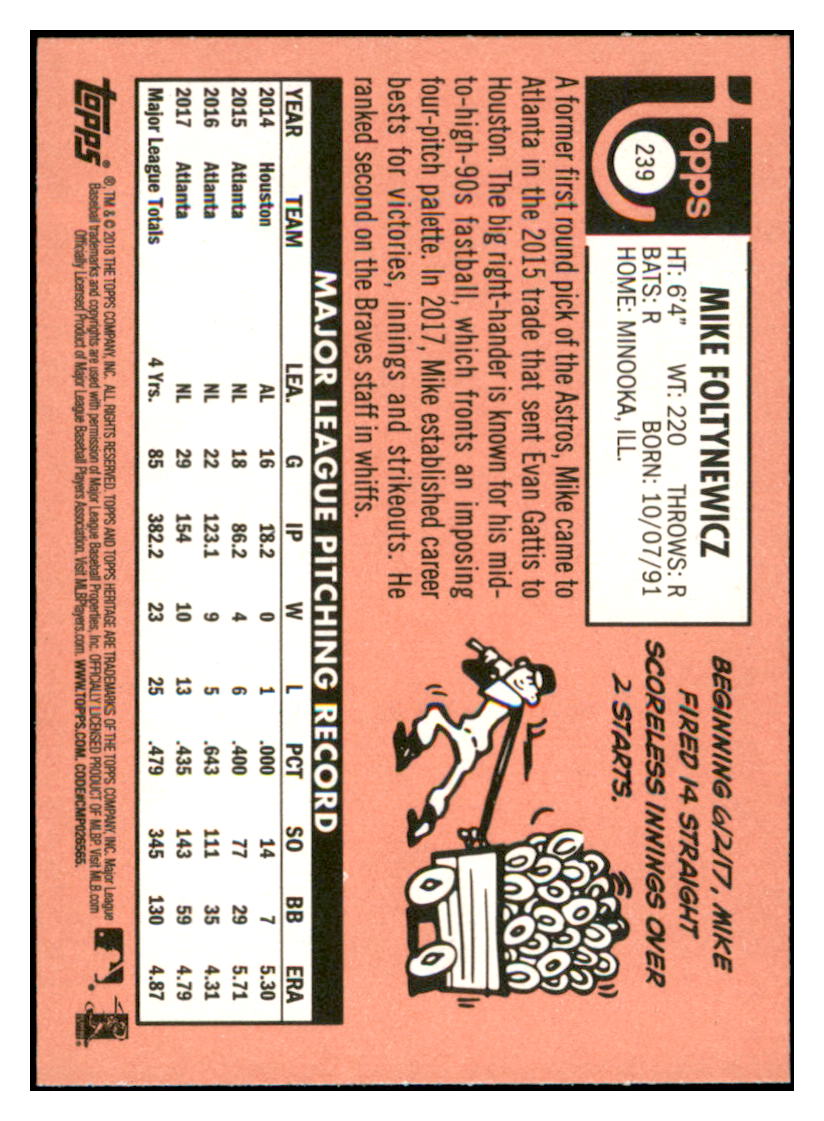2018 Topps Heritage Mike
Foltynewicz Atlanta Braves Baseball
Card TMH1A_1a simple Xclusive Collectibles