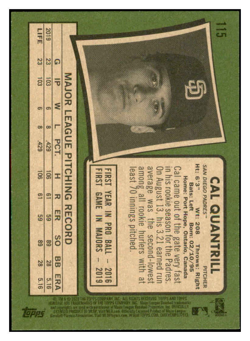 2020 Topps Heritage Cal
Quantrill San Diego Padres Baseball
Card TMH1A simple Xclusive Collectibles