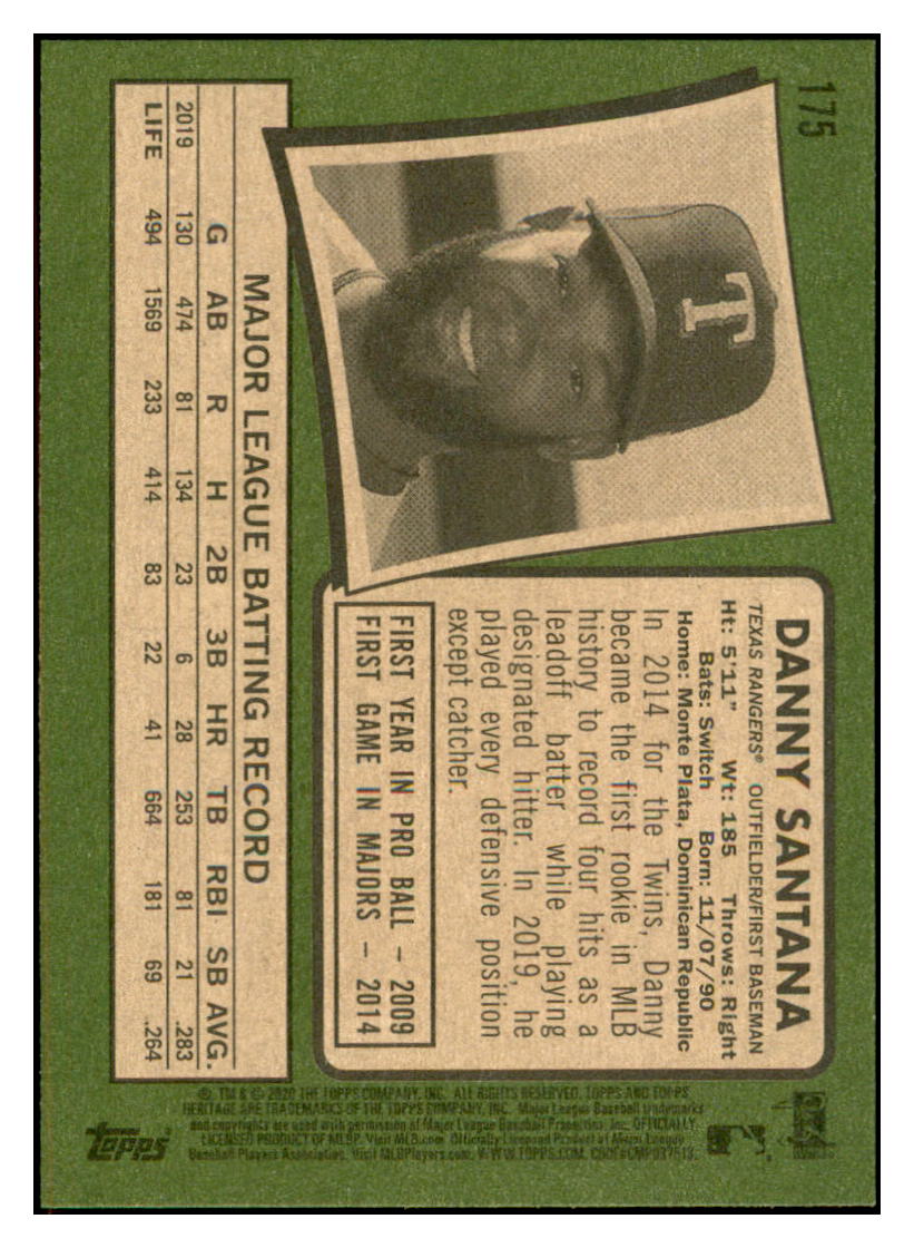 2020 Topps Heritage Danny
Santana Texas Rangers Baseball Card
TMH1A simple Xclusive Collectibles