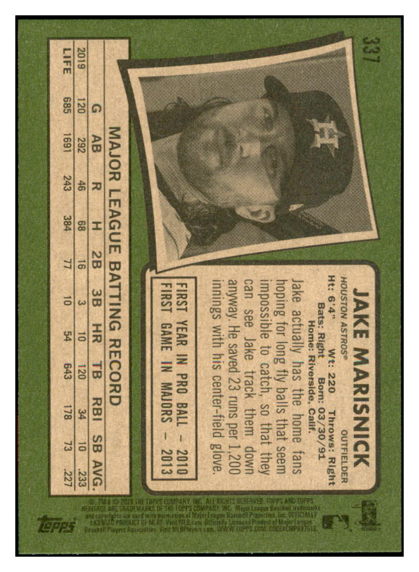 2020 Topps Heritage Jake
Marisnick Houston Astros Baseball
Card TMH1A simple Xclusive Collectibles