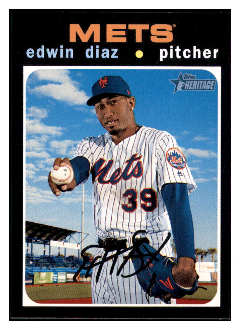 2020 Topps Heritage Edwin Diaz New York Mets Baseball Card TMH1A