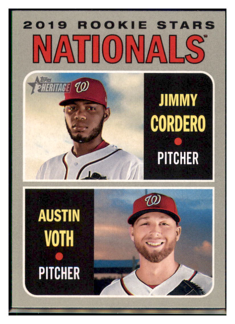 2019 Topps Heritage Austin Voth / Jimmy
Cordero CPC, RC, RS Washington
Nationals #154 Baseball card TMH1C simple Xclusive Collectibles