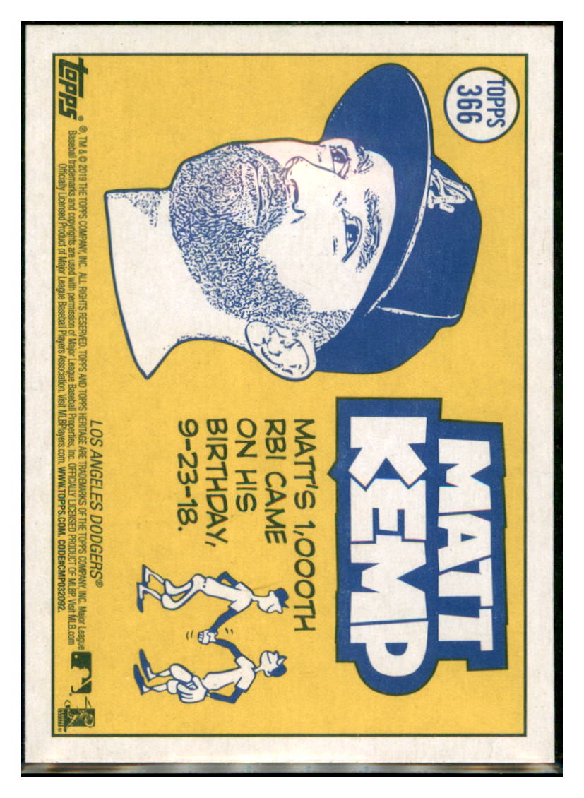 2019 Topps Heritage Matt Kemp Los Angeles Dodgers #366 Baseball card
PSA ALL TMH1C simple Xclusive Collectibles