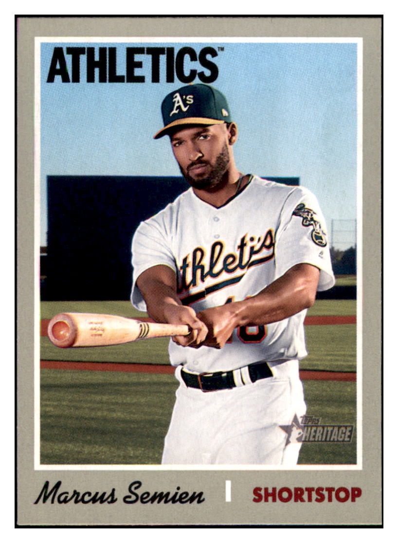 2019 Topps Heritage Marcus Semien Oakland Athletics #205 Baseball card TMH1C simple Xclusive Collectibles