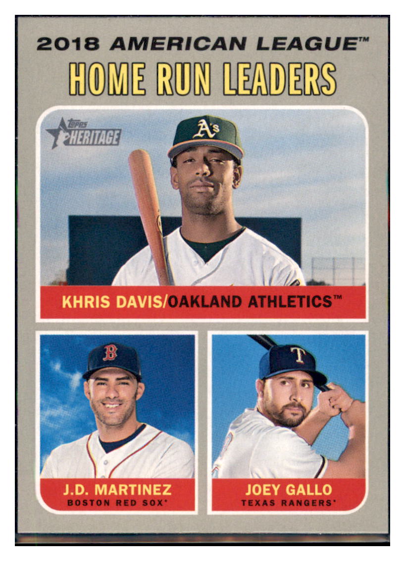 2019 Topps Heritage Joey Gallo / J.D.
  Martinez / Khris Davis CPC, LL    Texas
  Rangers / Boston Red Sox / Oakland Athletics #66 Baseball card   TMH1C simple Xclusive Collectibles