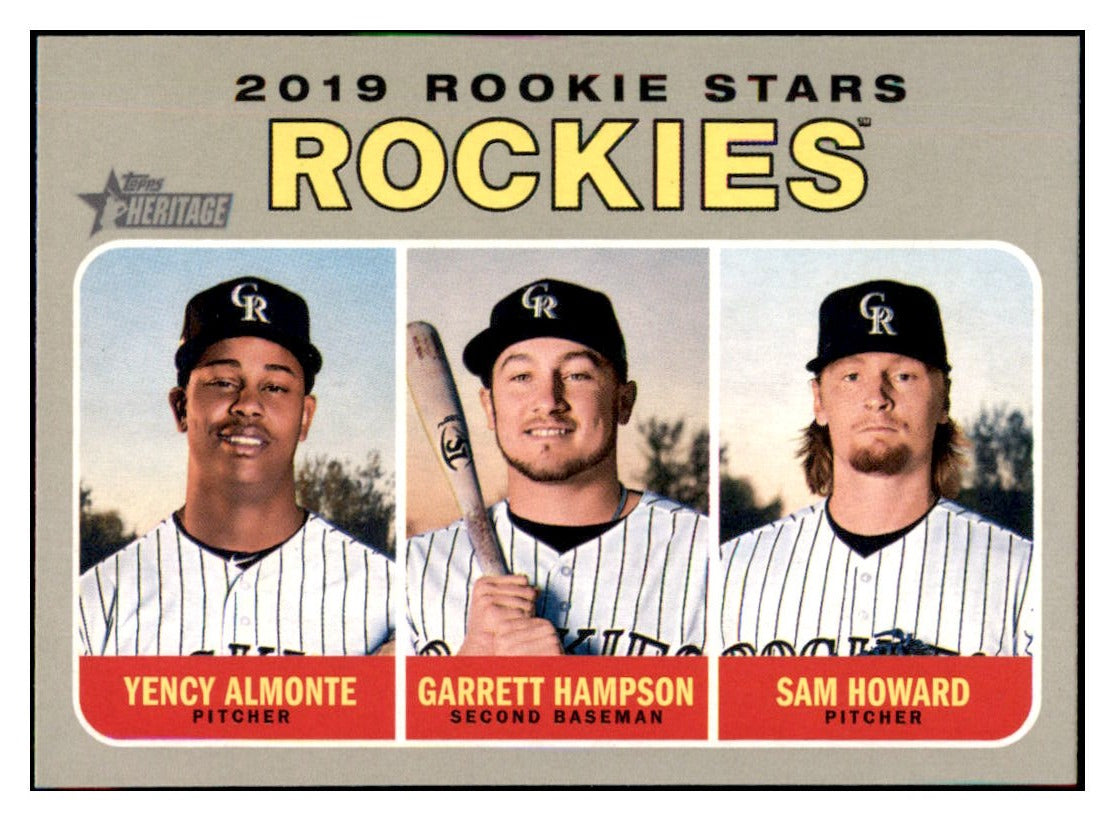 2019 Topps Heritage Garrett Hampson / Sam
  Howard / Yency Almonte CPC, RC, RS   
  Colorado Rockies #396 Baseball card  
  TMH1C simple Xclusive Collectibles