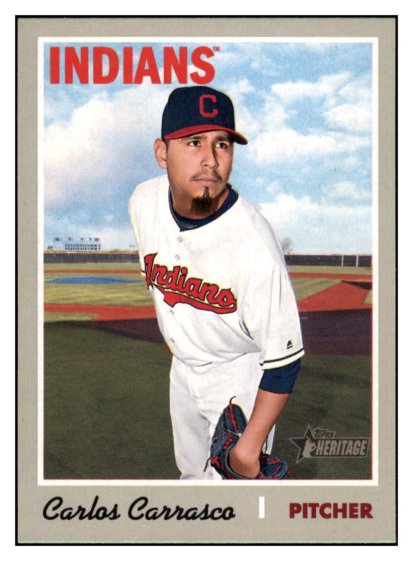 2019 Topps Heritage Carlos Carrasco Cleveland Indians #136 Baseball card TMH1C simple Xclusive Collectibles