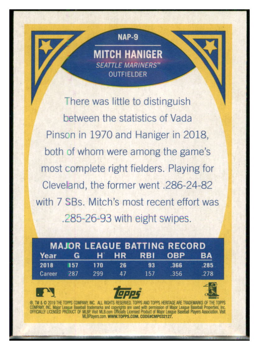 2019 Topps Heritage Mitch Haniger Seattle Mariners #NAP-9 Baseball
card TMH1C simple Xclusive Collectibles