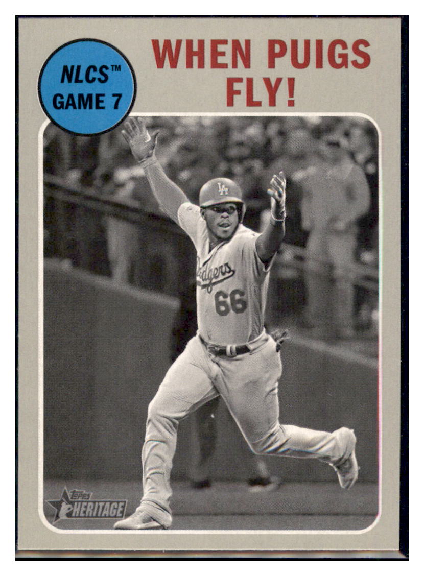 2019 Topps Heritage When Puigs Fly! Los Angeles Dodgers #198 Baseball
card TMH1C simple Xclusive Collectibles