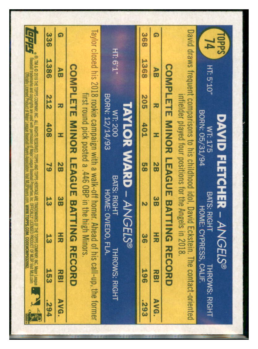 2019 Topps Heritage David Fletcher /
Taylor Ward CPC, RC, RS Los Angeles
Angels #74 Baseball card TMH1C simple Xclusive Collectibles