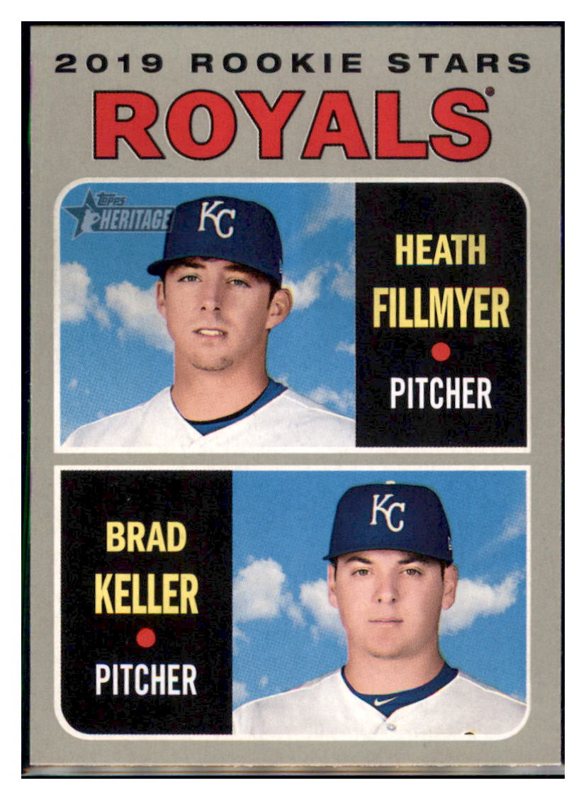 2019 Topps Heritage Heath Fillmyer / Brad
  Keller CPC, RC, RS    Kansas City
  Royals #371 Baseball card   TMH1C simple Xclusive Collectibles