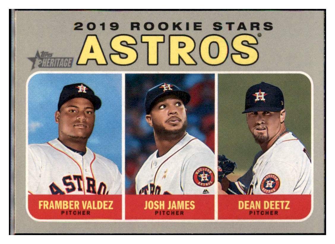 2019 Topps Heritage Dean Deetz / Framber
  Valdez / Josh James CPC, RC, RS   
  Houston Astros #400 Baseball card  
  TMH1C simple Xclusive Collectibles   