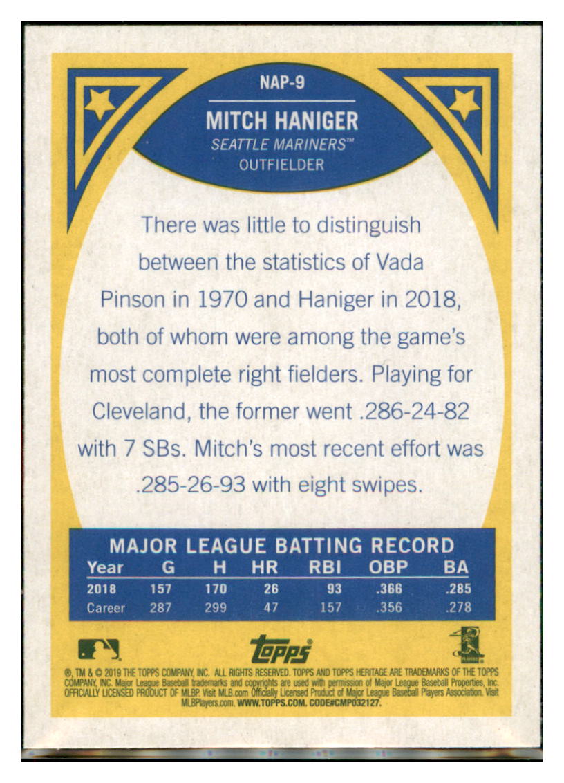 2019 Topps Heritage Mitch Haniger Seattle Mariners #NAP-9 Baseball
card TMH1C_1a simple Xclusive Collectibles