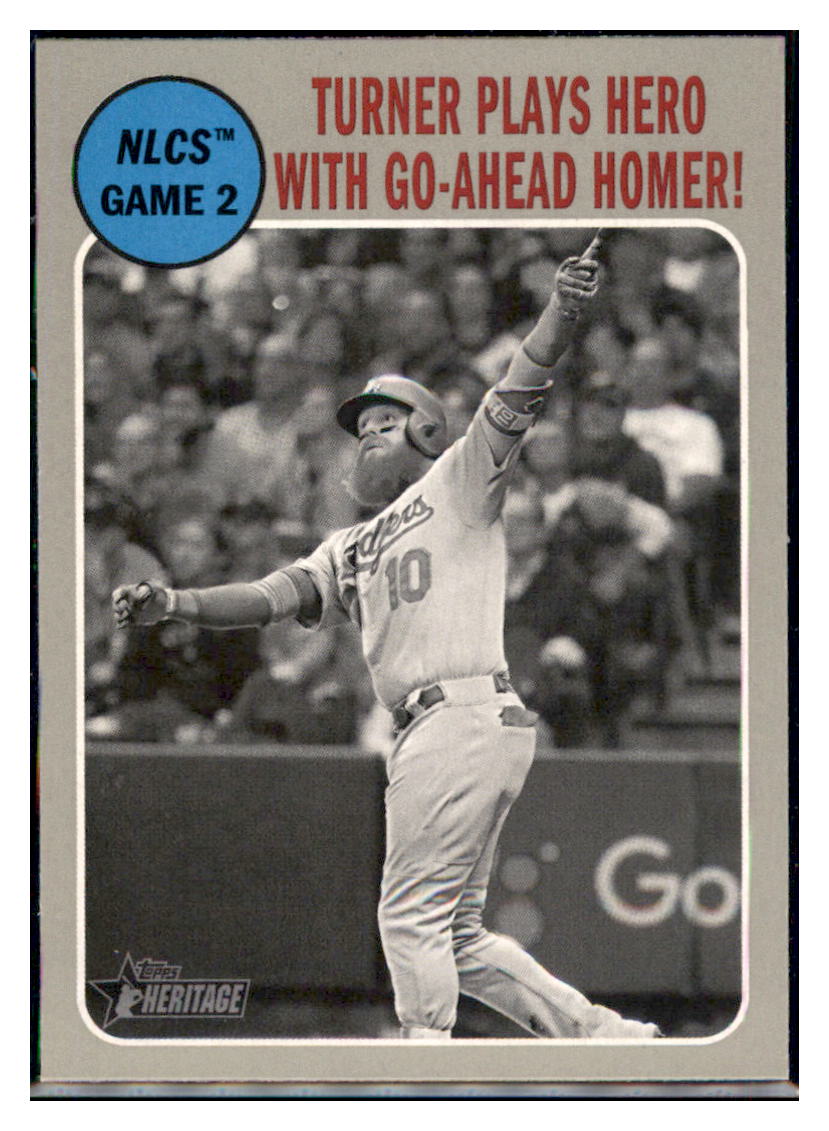 2019 Topps Heritage Turner Plays Hero
with Go-Ahead Homer! Los Angeles
Dodgers #195 Baseball card TMH1C_1d simple Xclusive Collectibles