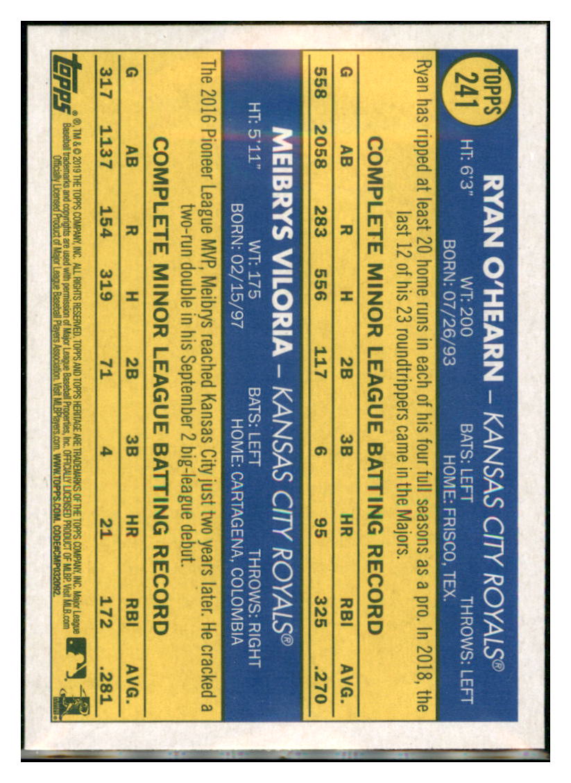 2019 Topps Heritage Meibrys Viloria /
Ryan O'Hearn CPC, RC, RS Kansas City
Royals #241 Baseball card TMH1C simple Xclusive Collectibles