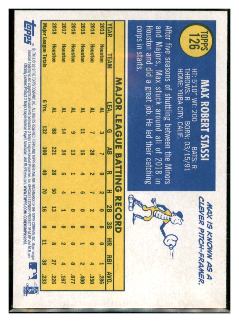 2019 Topps Heritage Max Stassi Houston Astros #126 Baseball card TMH1C simple Xclusive Collectibles