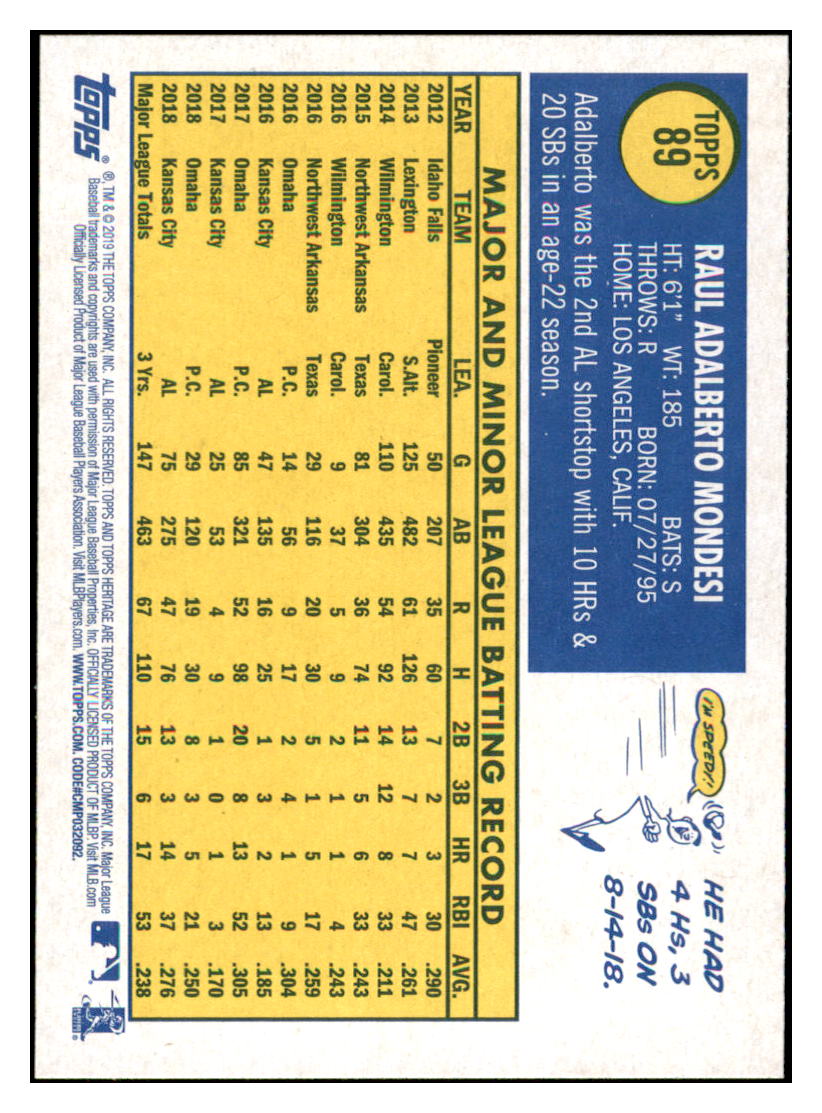 2019 Topps Heritage Adalberto
  Mondesi    Kansas City Royals #THC-89
  Baseball card   TMH1C simple Xclusive Collectibles   