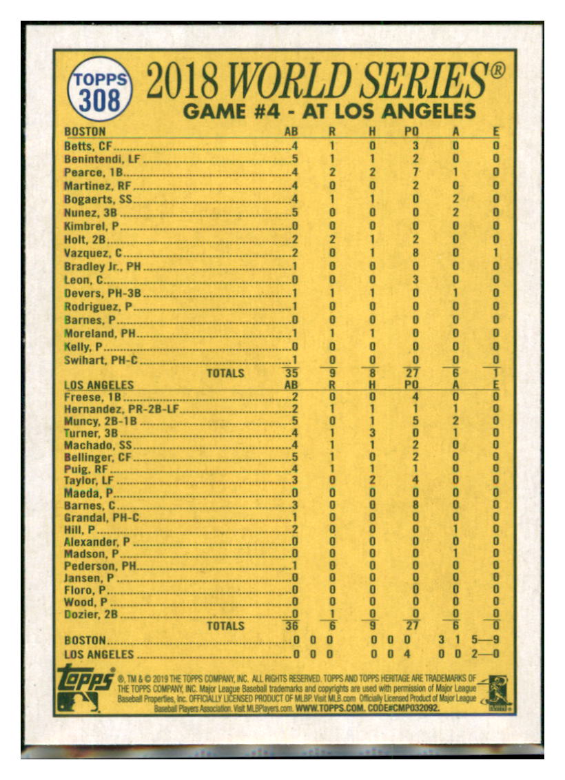 2019 Topps Heritage Pearce Does Damage
with a Four-RBI Night! Boston Red
Sox #308 Baseball card TMH1C simple Xclusive Collectibles