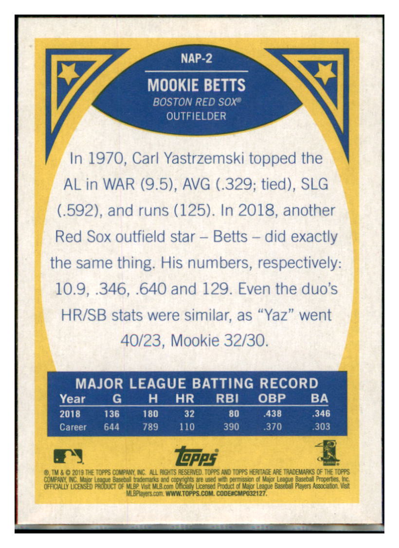 2019 Topps Heritage Mookie Betts Boston Red Sox #NAP-2 Baseball card TMH1C simple Xclusive Collectibles