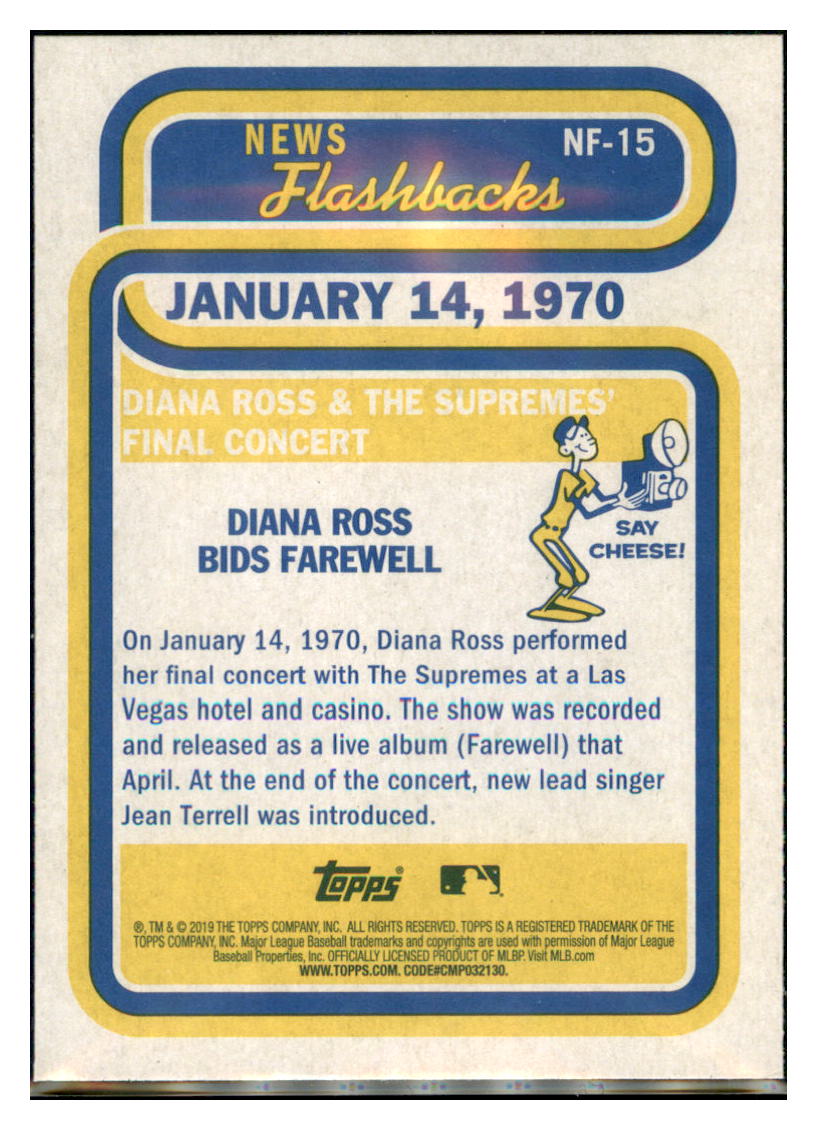 2019 Topps Heritage Diana Ross & The
Supremes' Final Concert #NF-15
Baseball card TMH1C simple Xclusive Collectibles