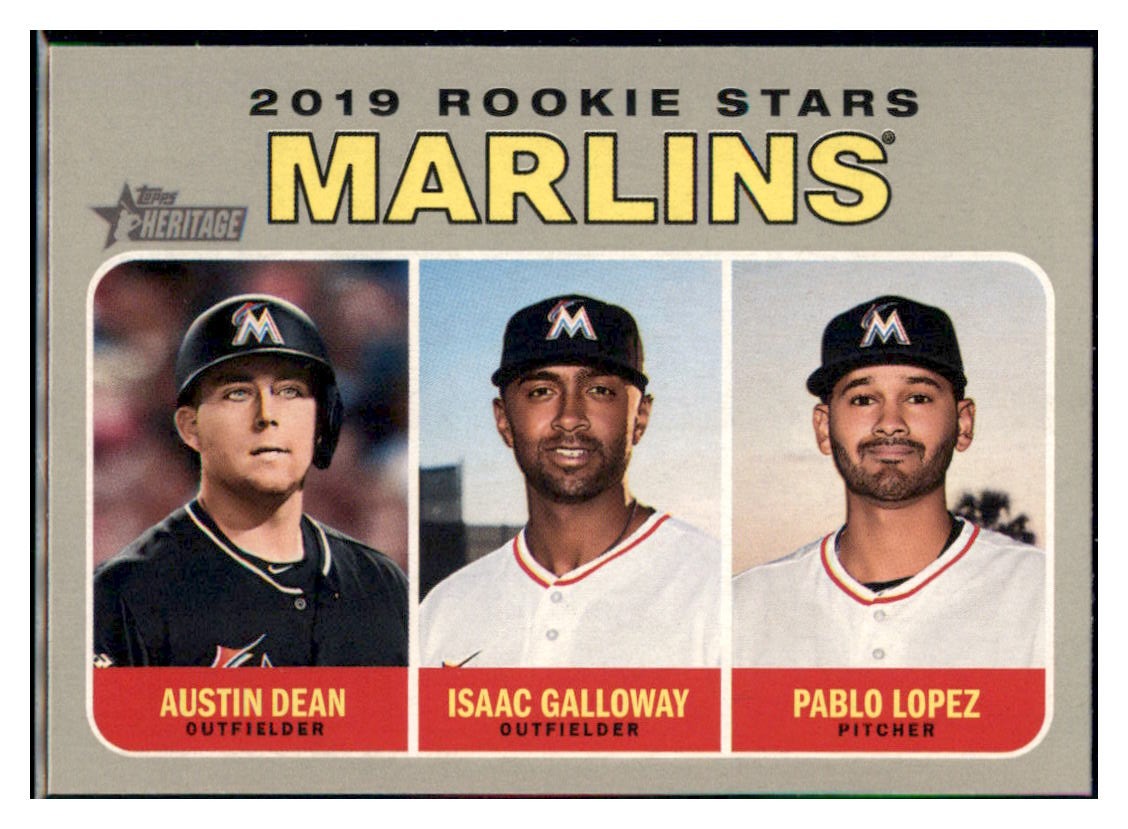 2019 Topps Heritage Austin Dean / Isaac
Galloway / Pablo Lopez CPC, RC, RS
Miami Marlins #391 Baseball card
TMH1C simple Xclusive Collectibles