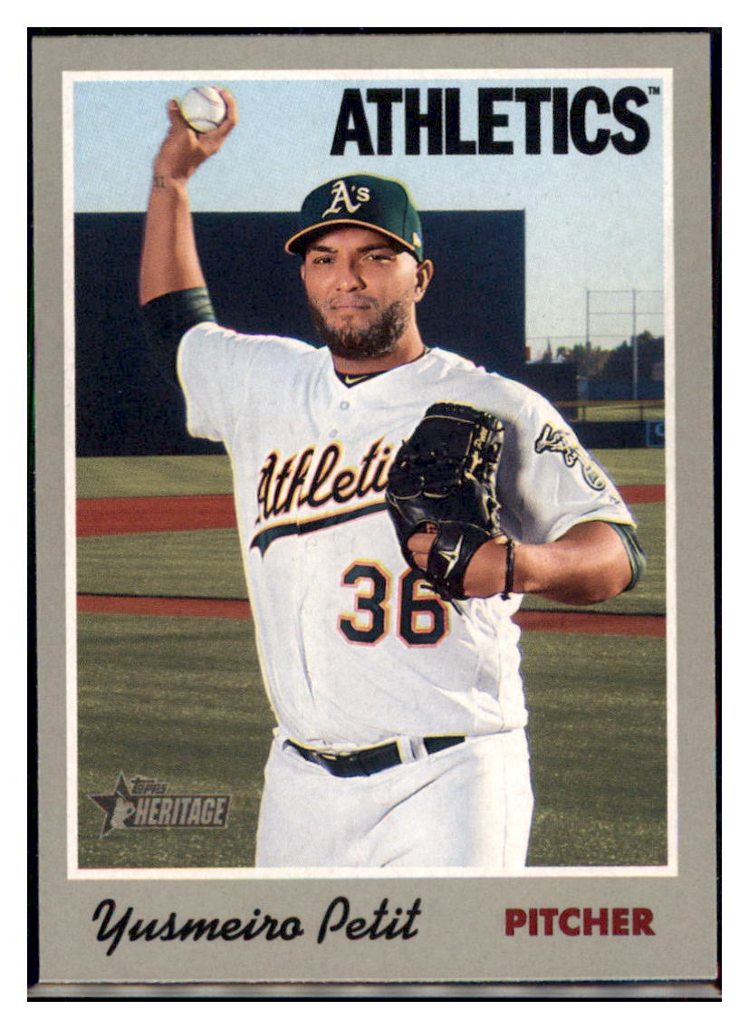 2019 Topps Heritage Yusmeiro Petit Oakland Athletics #41 Baseball card TMH1C simple Xclusive Collectibles