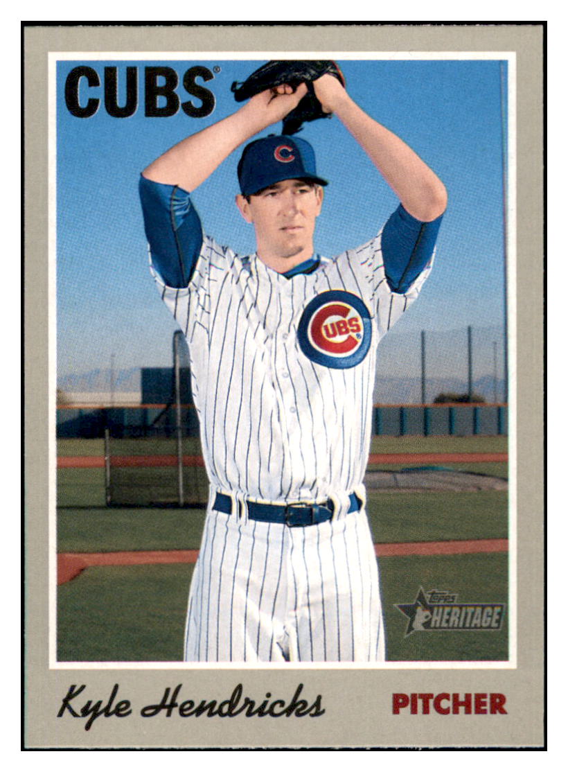2019 Topps Heritage Kyle Hendricks Chicago Cubs #46 Baseball card TMH1C_1a simple Xclusive Collectibles