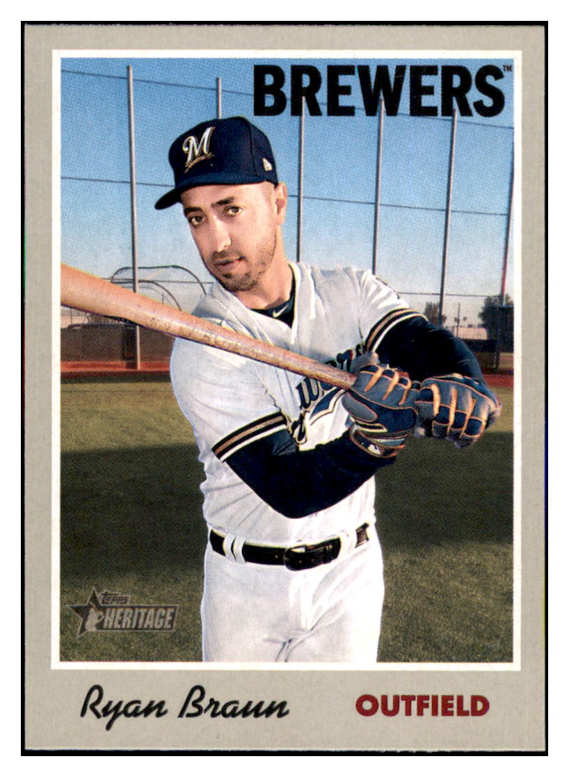 2019 Topps Heritage Ryan Braun Milwaukee Brewers #111 Baseball card TMH1C simple Xclusive Collectibles