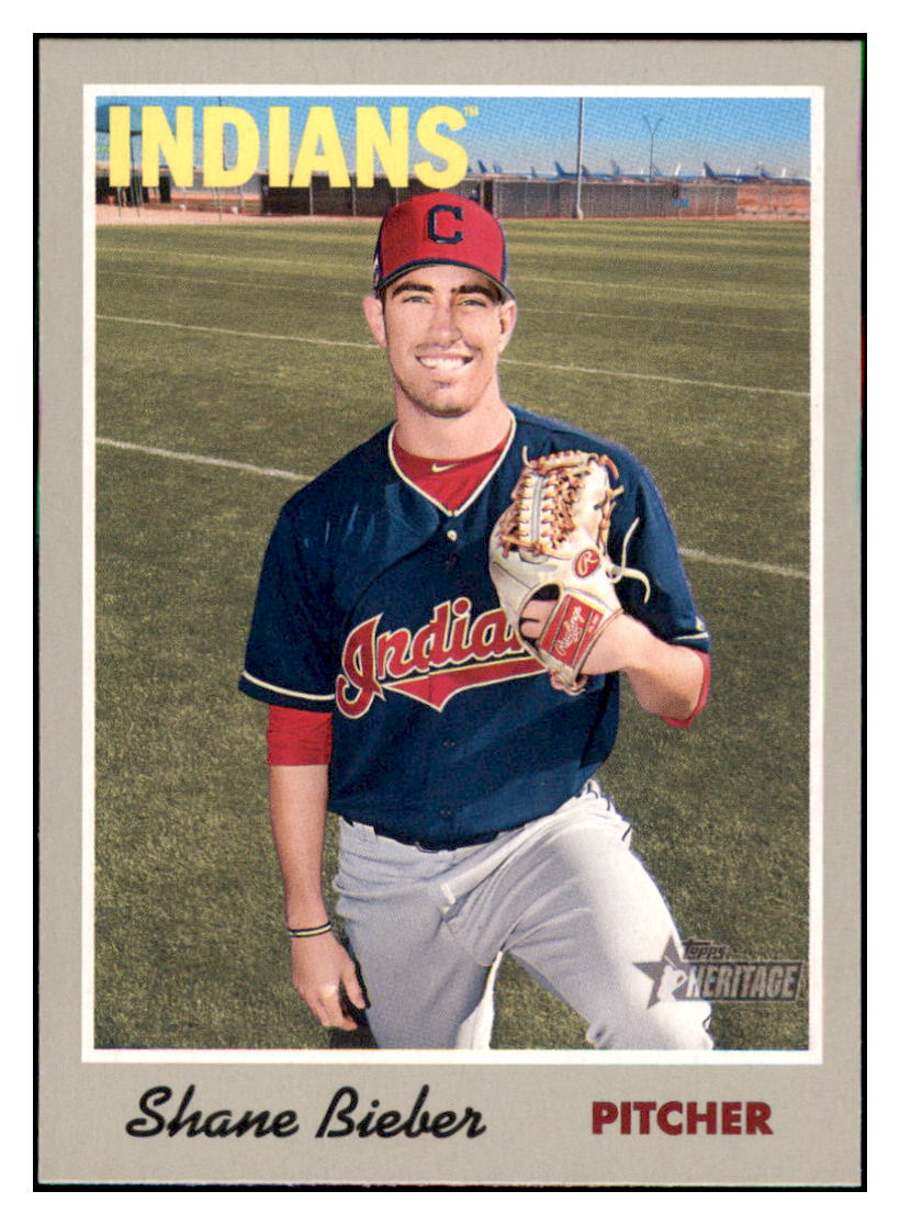 2019 Topps Heritage Shane Bieber Cleveland Indians #112 Baseball card TMH1C simple Xclusive Collectibles