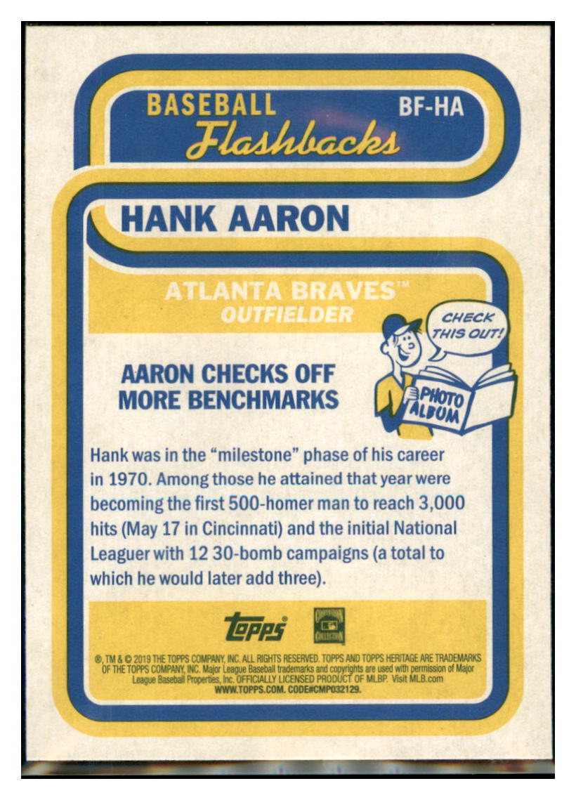 2019 Topps Heritage Hank Aaron    Atlanta Braves #BF-HA Baseball card   TMH1C simple Xclusive Collectibles