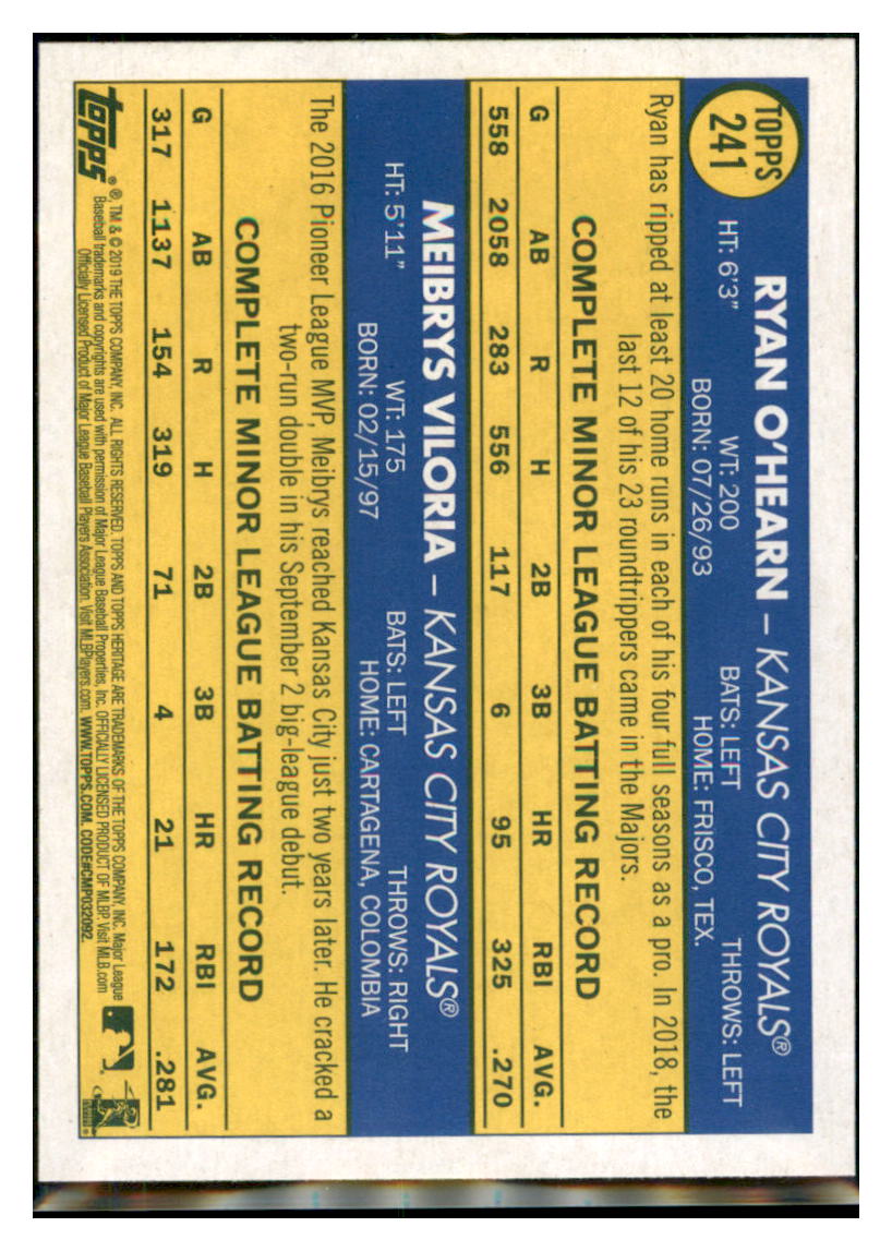 2019 Topps Heritage Meibrys Viloria /
  Ryan O'Hearn CPC, RC, RS    Kansas City
  Royals #241 Baseball card   TMH1C_1c simple Xclusive Collectibles   