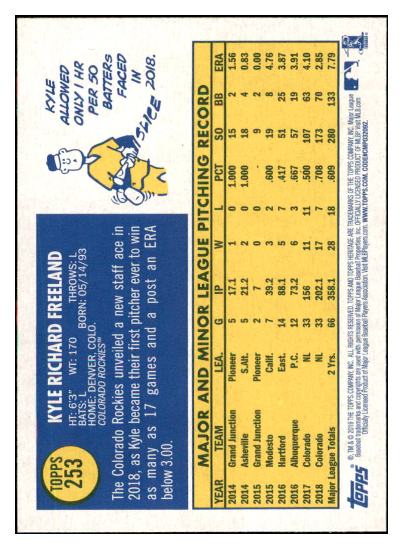 2019 Topps Heritage Kyle Freeland    Colorado Rockies #253 Baseball card   TMH1C simple Xclusive Collectibles
