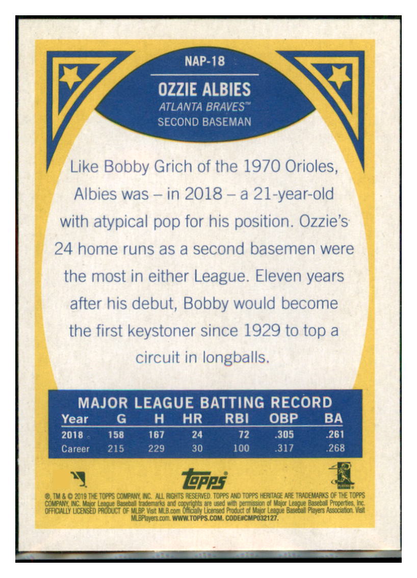2019 Topps Heritage Ozzie Albies Atlanta Braves #NAP-18 Baseball card TMH1C simple Xclusive Collectibles